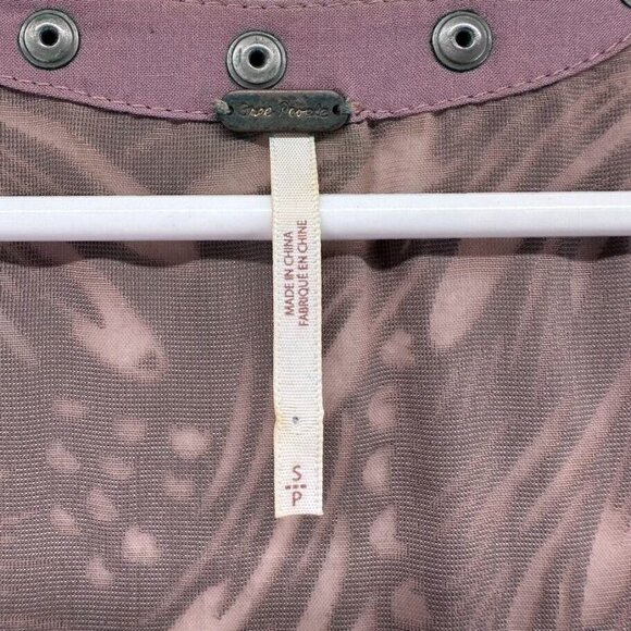 Free People Dress Women Small Ellie Velvet Riveted Studded Mini Brown Pink Lined - Picture 4 of 7